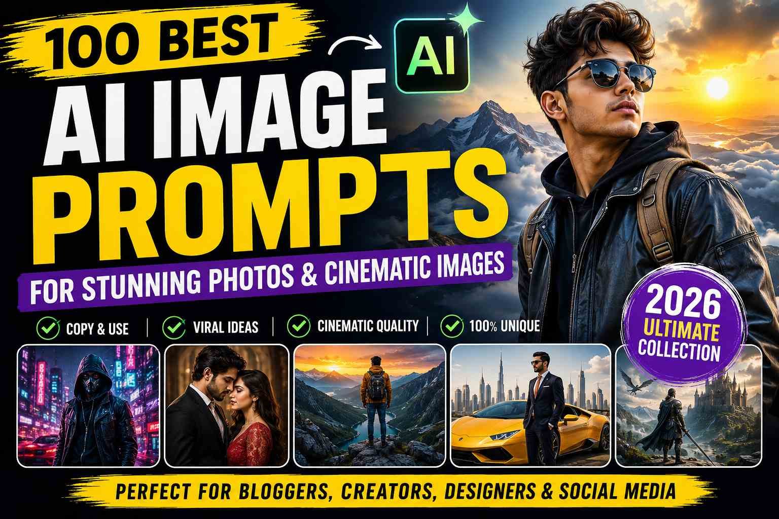100 Best AI Image Prompts for Viral Photos